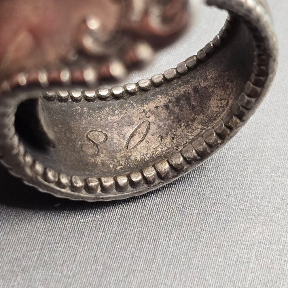 Antique 1908 Sterling Silver Spoon Ring Size 6 Floral 13.02g Flatware Jewelry - Picture 6 of 11